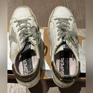 Golden Goose Superstar Sneakers with Gold and Gray Accents